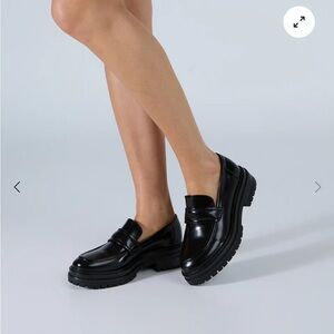 Tony Bianco Black Leather Penny Loafers